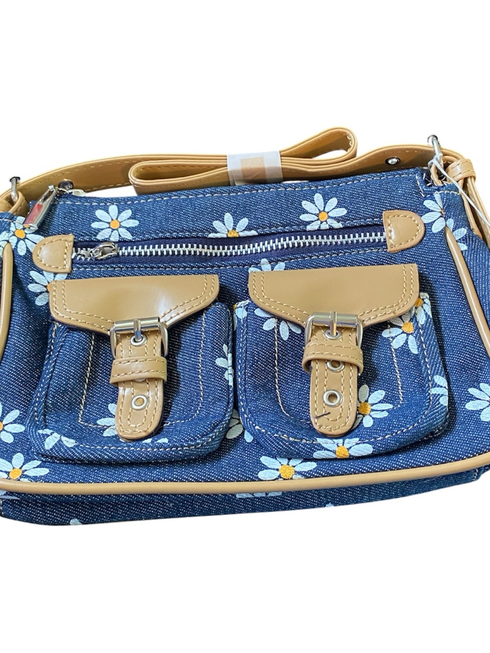 Denim Daisy small Bag with Tan VeganTrim